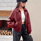 Damen Trendige Oversize-Jacke mit voluminösen Ärmeln und Reißverschluss R&B