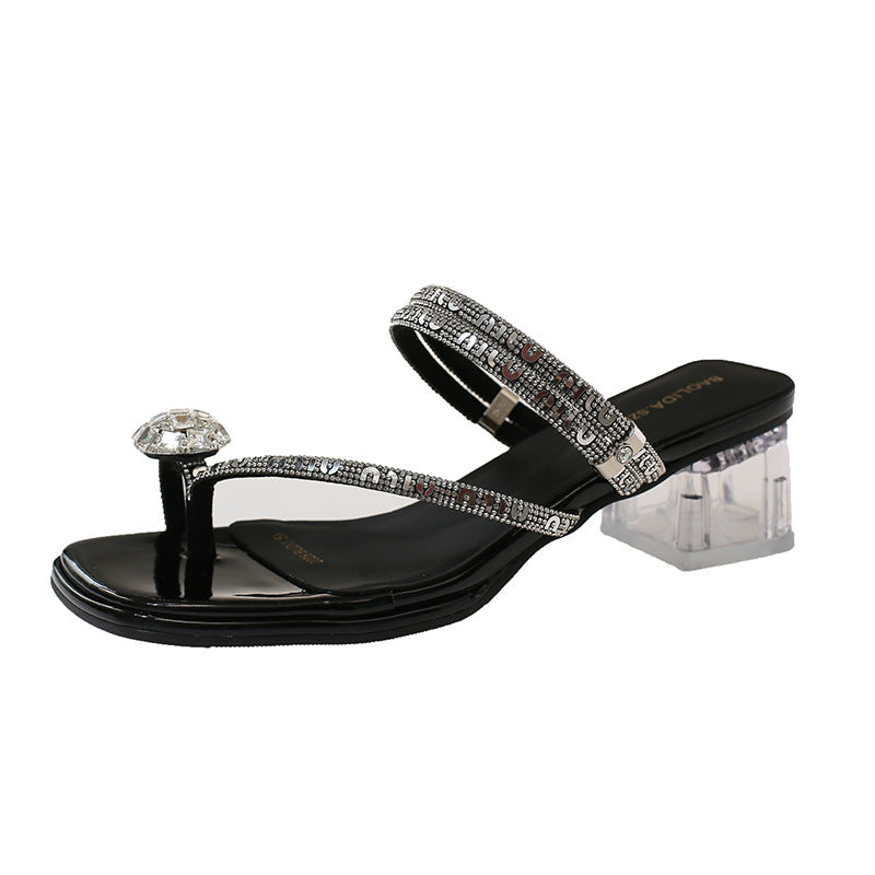 Damen Glamouröse Riemchen-Sandalen mit funkelndem Absatz R&B