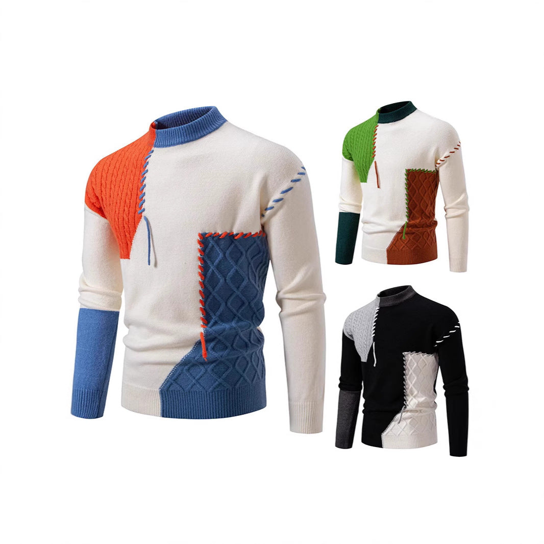 Herren Pullover mit kreativem Muster und hohem Kragen