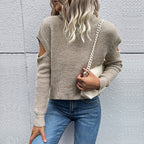 Damen Strickpullover mit schulterfreiem Design R&B