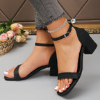 Damen Elegante Blockabsatz-Sandalen mit verstellbarem Riemen R&B