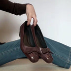 Damen elegante Ballerinas mit modischer Schleifenapplikation und bequemer Innensohle R&B