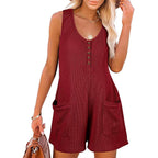 Damen lässiger Jumpsuit mit Knopfleiste und praktischen Taschen R&B