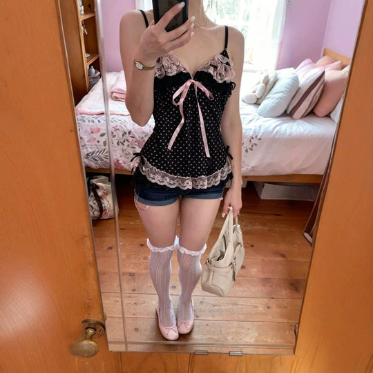 Damen verführerisches Schlafkleid mit Spitzenbesatz und Rüschendetails R&B