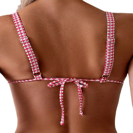 Damen Triangel-Bikinioberteil mit floralem Design und elastischen Trägern R&B