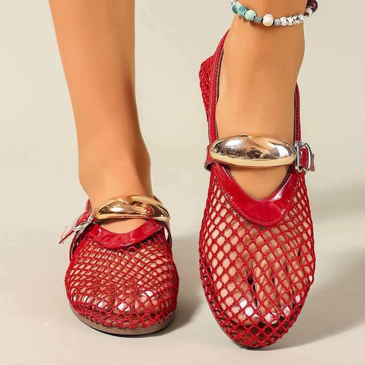 Damen Stilettos mit netzartigem Obermaterial und moderner Schnallenapplikation R&B