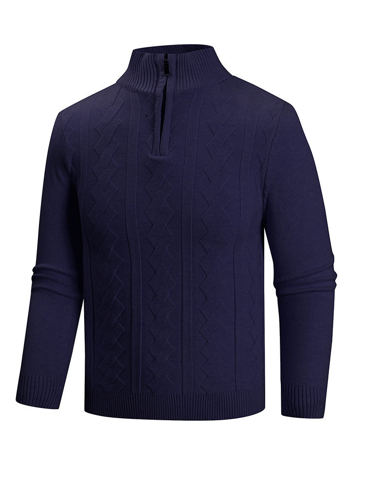 Herren modischer Strickpullover mit hohem Kragen und strukturiertem Design R&B