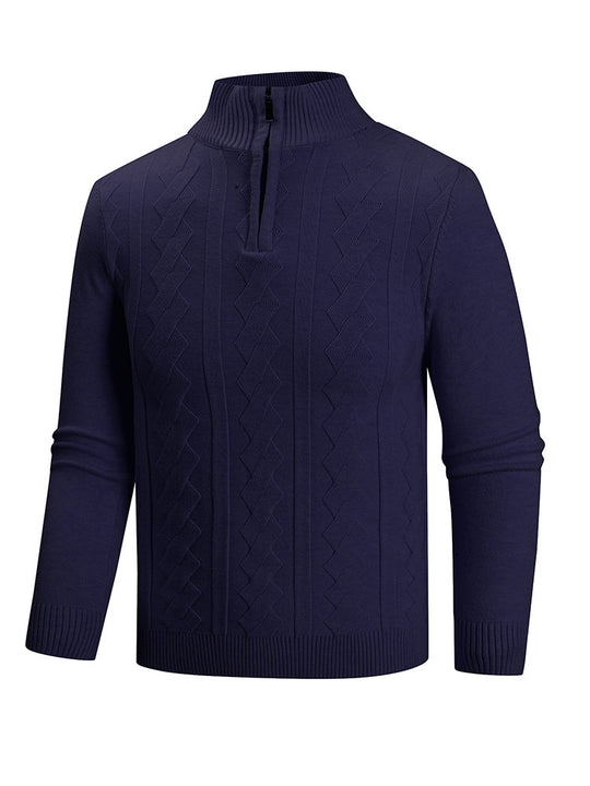 Herren modischer Strickpullover mit hohem Kragen und strukturiertem Design R&B