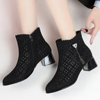 Damen Stiefeletten mit elegantem Lochdesign und raffiniertem Schmuckdetail R&B