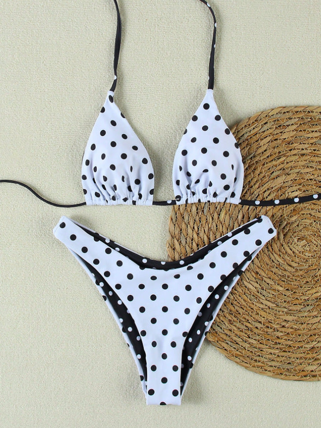 Damen Triangel-Bikini-Set mit modischem Punkte-Design R&B