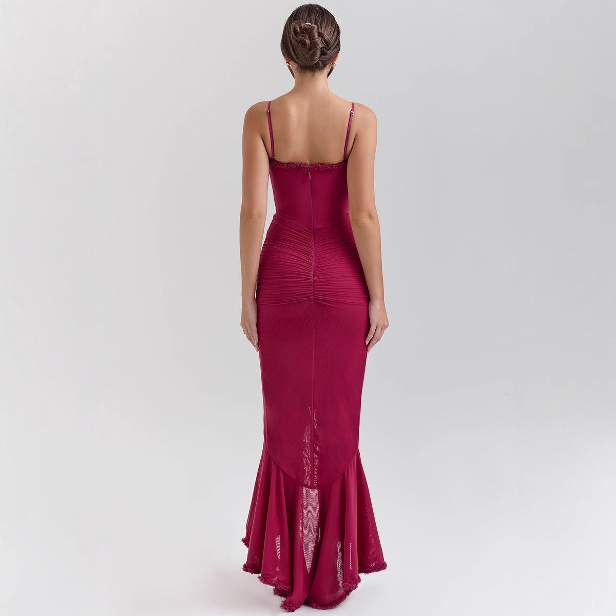 Damen Elegantes Maxikleid mit Rüschendetails und femininem Schnitt R&B