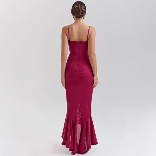 Damen Elegantes Maxikleid mit Rüschendetails und femininem Schnitt R&B