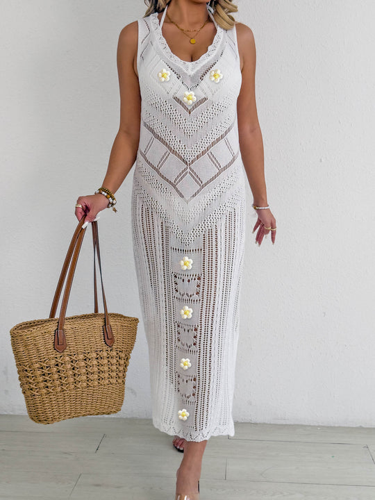 Damen Häkel-Kleid mit floralem Design R&B