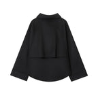 Damen modische Jacke mit asymmetrischem Schnitt und lässigem Reißverschluss R&B