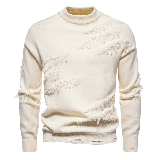 Herren modischer Rollkragenpullover mit distressed Details R&B