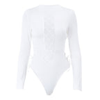 Damen-Bodysuit mit aufregendem Cut-Out-Design und modischen Schnürdetails R&B