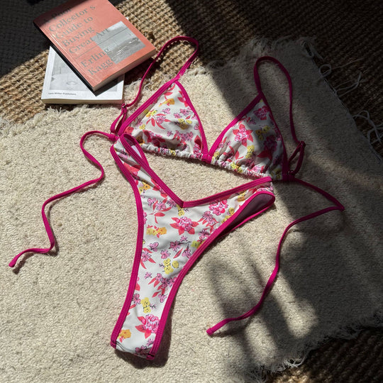 Damen Triangel-Bikini mit floralen Mustern und verstellbaren Trägern R&B