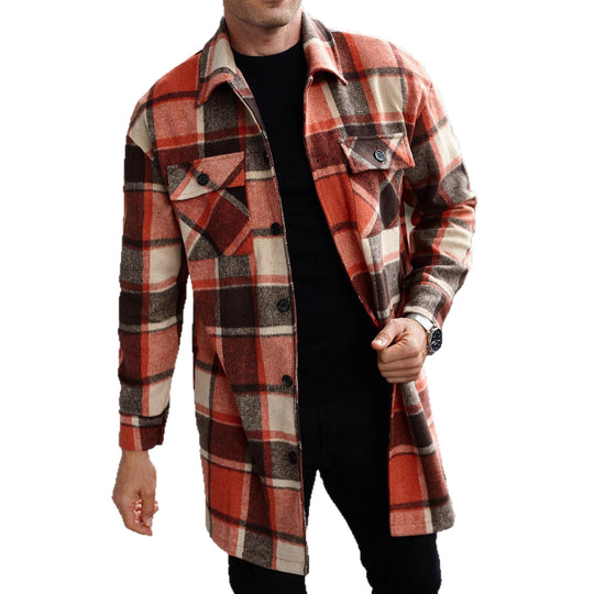 Herren nan kariertes Longline-Überhemd mit aufgesetzten Brusttaschen und Knopfleiste R&B