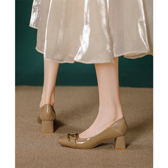 Damen elegante Blockabsatzschuhe mit modischem Schnallenakzent R&B