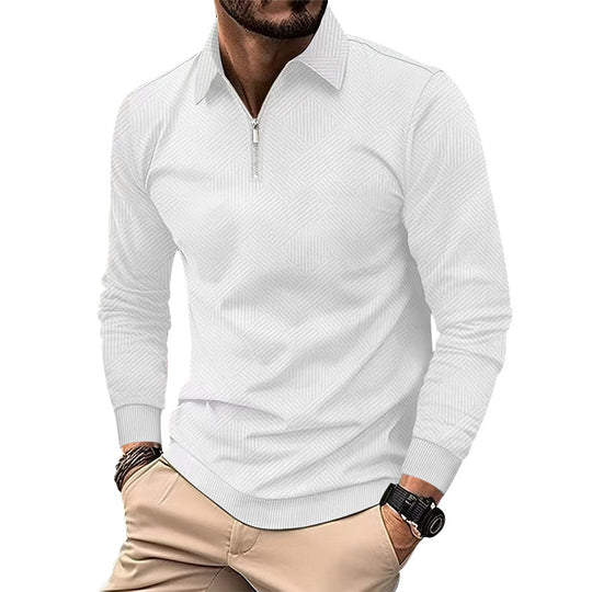 Herren hochwertiger Strickpullover mit Stehkragen und modischem Reißverschluss R&B