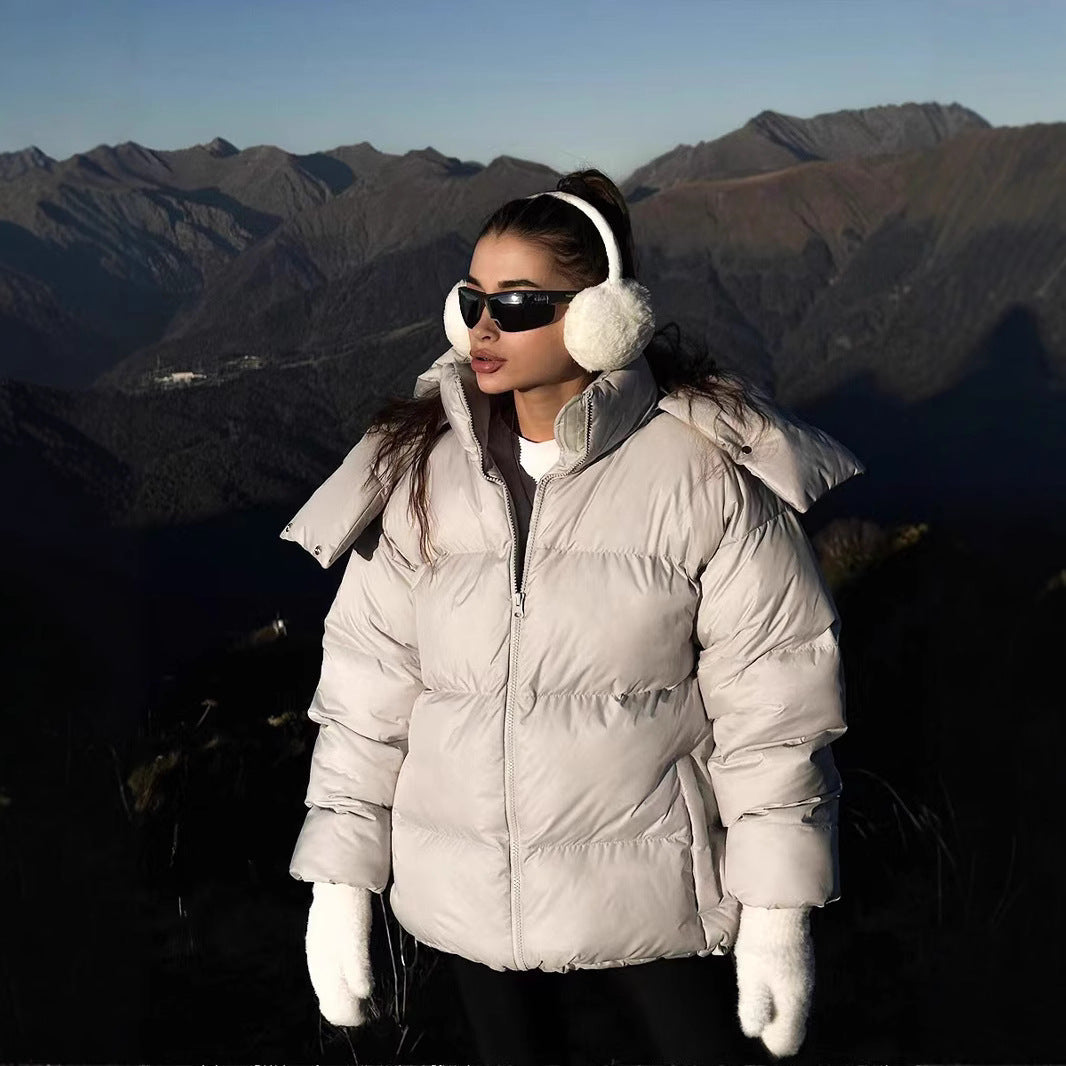 Damen gefütterte Outdoor-Jacke mit hochgeschlossenem Kragen und gestepptem Design R&B