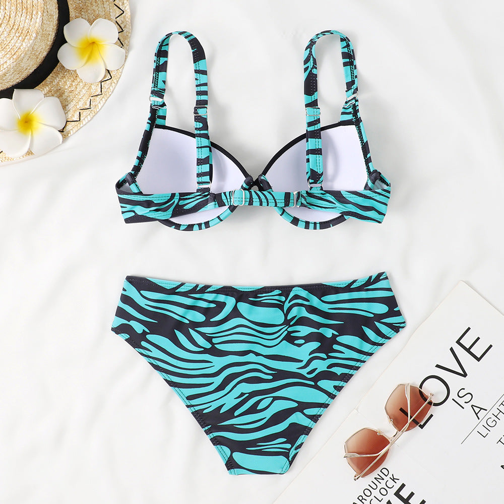 Damen Bikini mit modischem Tierprint und bequemer Passform R&B