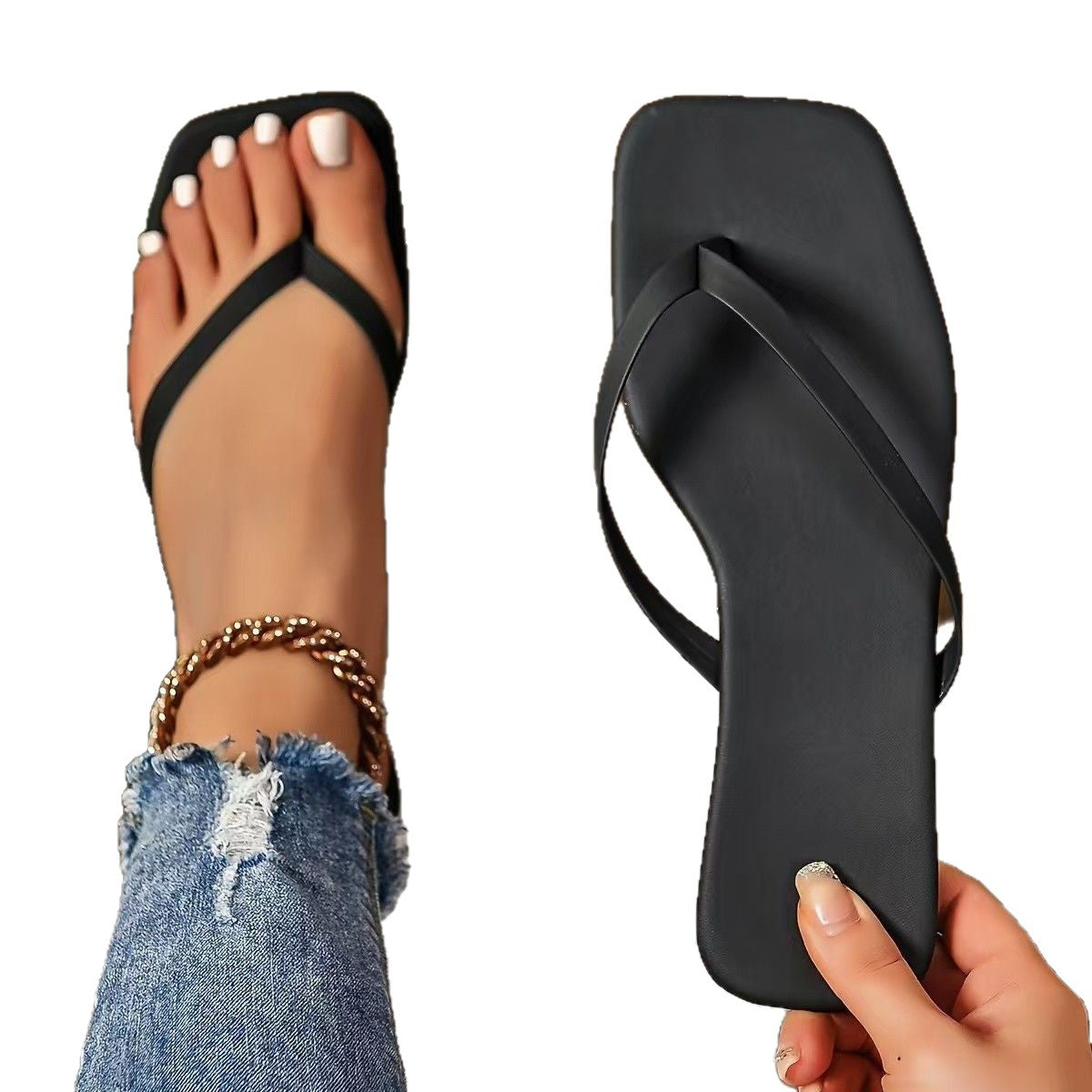 Damen Zehentrenner Sandalen mit elegantem Kreuzriemen und rutschfester Sohle R&B