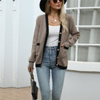 Damen Strickjacke mit kontrastierenden Knopfdetails und Taschen