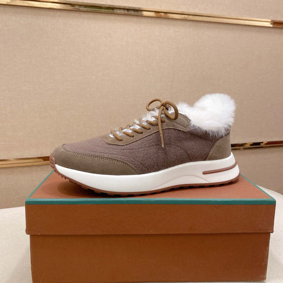 Damen Sportliche Sneakers mit luxuriösem Fellkragen R&B