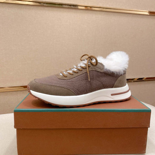 Damen Sportliche Sneakers mit luxuriösem Fellkragen R&B