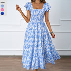 Damen Lange Maxikleid mit eleganten Rüschenträgern und gefüttertem Oberteil R&B