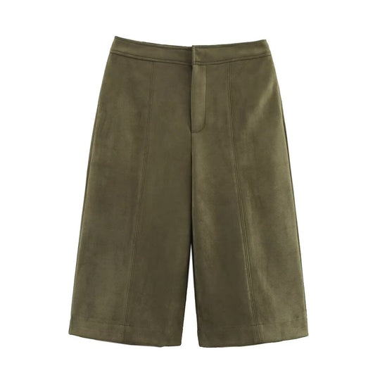 Damen weite Culotte mit eleganter Veloursstruktur und praktischen Taschen R&B
