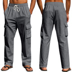 Herren nan leichte Cargohose im Resort-Look mit elastischem Tunnelzug, Mehrfachtaschen und geradem Bein R&B