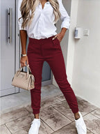 Damen bequeme Chinohose mit elastischem Bund R&B