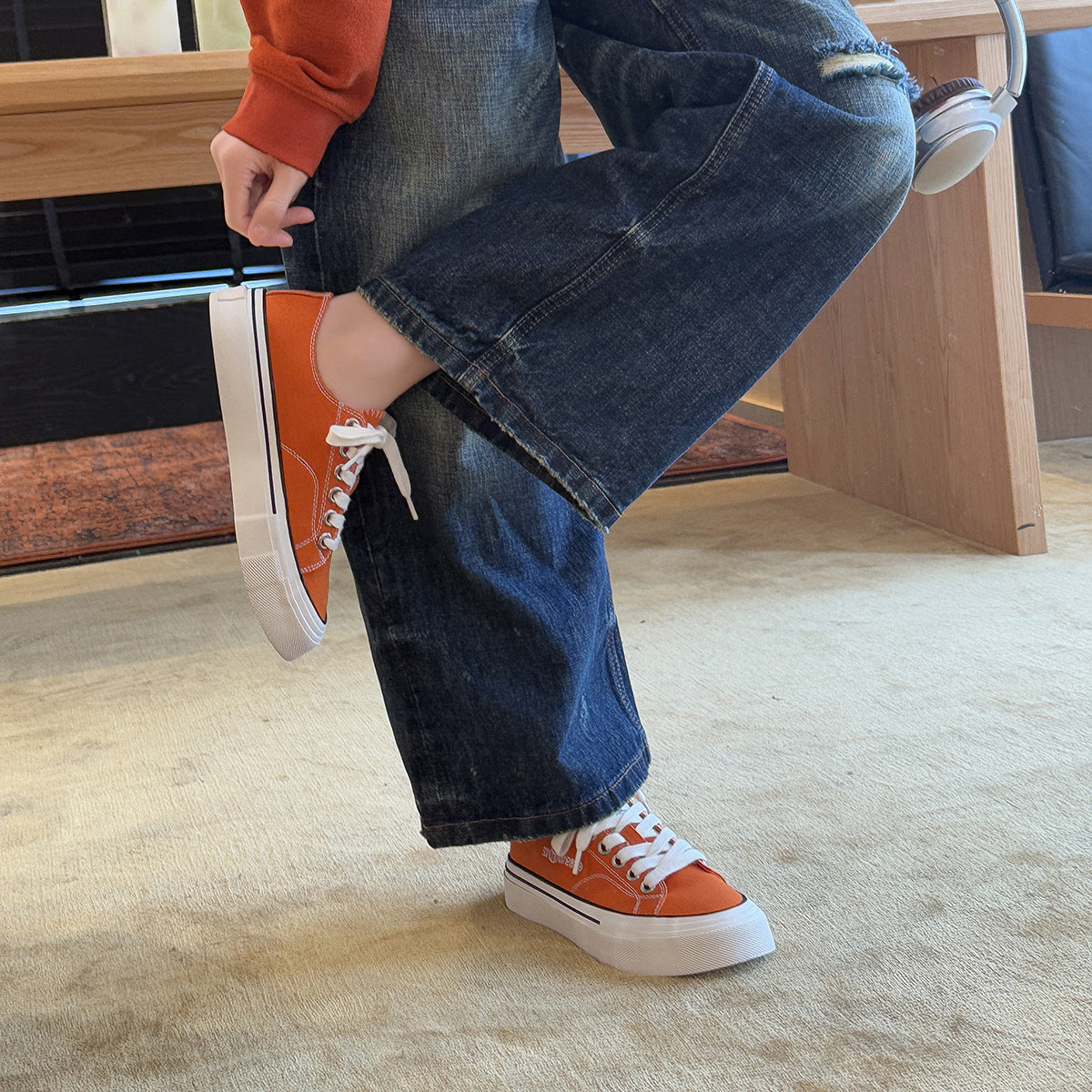Damen Sportliche Canvas Sneaker mit klassischer Schnürung und rutschfester Sohle