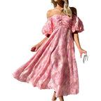 Damen Robe mit schulterfreiem Design und eleganten Puffärmeln R&B