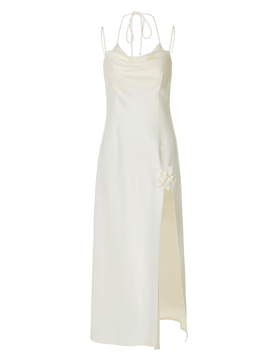 Damen Elegantes langes Kleid mit zarter Drapierung und floralem Detail R&B