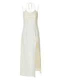 Damen Elegantes langes Kleid mit zarter Drapierung und floralem Detail R&B