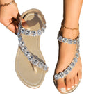 Damen Glitzernde Zehentrenner-Sandalen mit funkelnden Strasssteinen und verstellbarem Riemendesign R&B