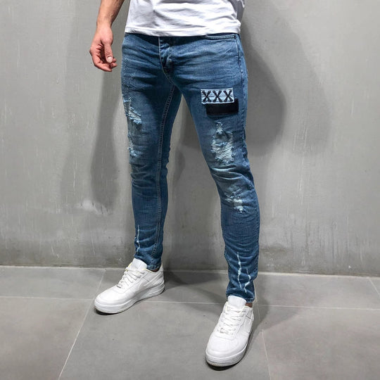 Herren Slim Fit Jeans mit modernen Destroyed-Effekten R&B
