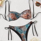 Damen Push-Up Bikini mit elegantem Animal-Print und verstellbaren Trägern R&B