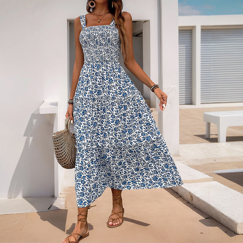 Damen Maxikleid mit schmeichelndem, elastischem Oberteil und floralen Druckdetails R&B