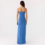 Damen Strapless Maxikleid mit elegantem Wickeldetail R&B