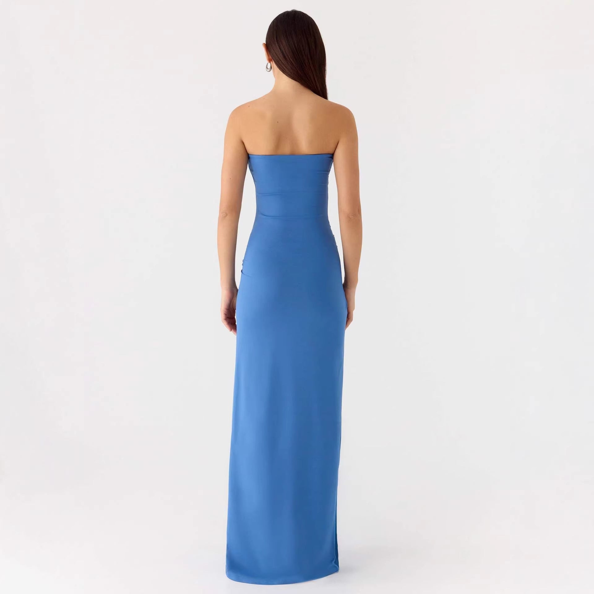 Damen Strapless Maxikleid mit elegantem Wickeldetail R&B