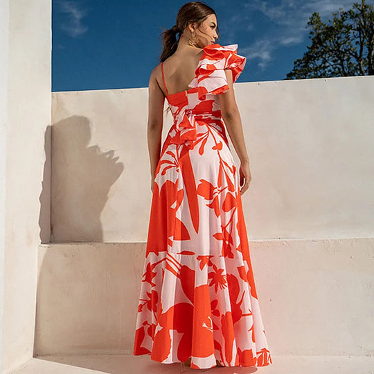 Damen Eleganter Einteiler Badeanzug mit voluminösen Rüschendetails R&B