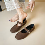 Damen Ballerinas mit elegantem Riemchen und modischer Schnallenapplikation