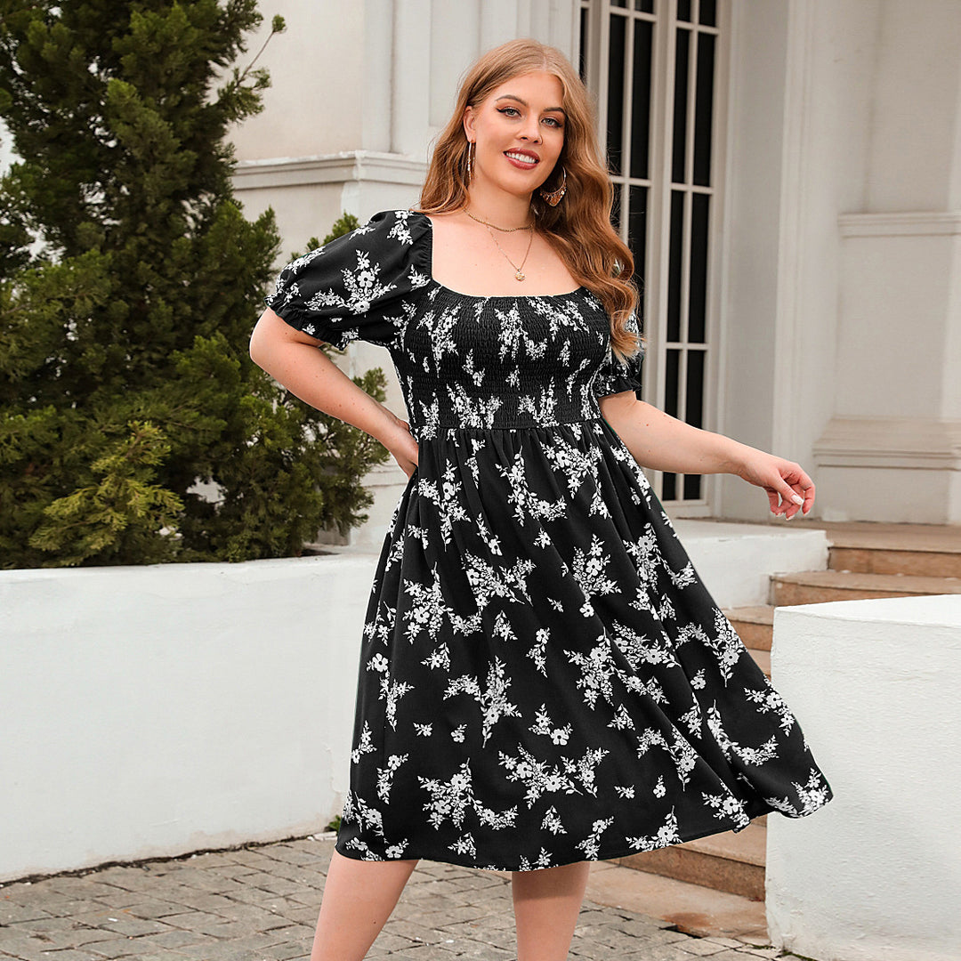 Damen Sommerliches Maxikleid mit romantischem Blumenmuster und Puffärmeln R&B