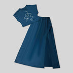 Damen Zweiteiliges Outfit mit cropped Oberteil und hohem Schlitzrock R&B