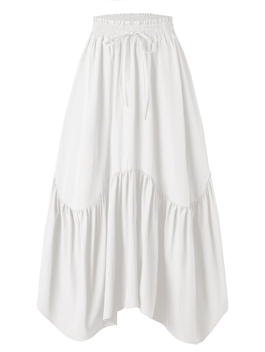 Damen Maxi-Rock mit kreativem Volantdesign und elastischem Bund R&B