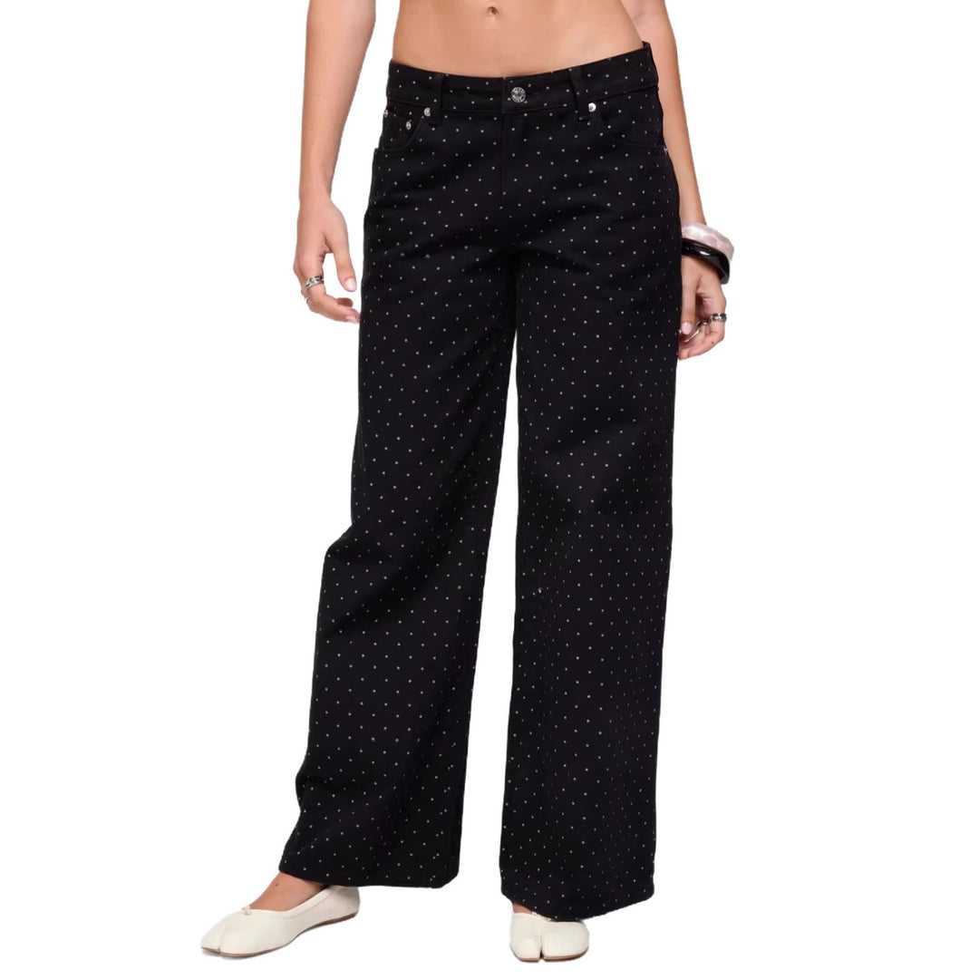 Damen weite Denim-Jeans mit Polka-Dots R&B